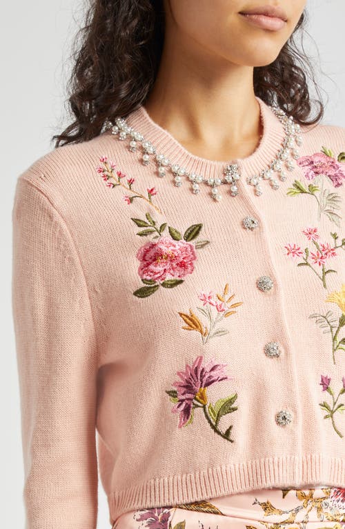 Shop Cinq À Sept Isolde Floral Embroidery Cardigan In Soft Pink Multi