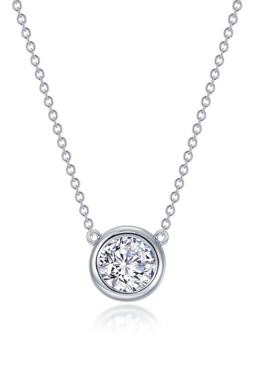 Simulated Diamond Bezel Set Pendant Necklace in White