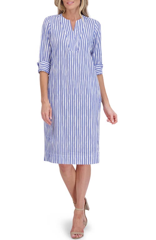 Vena Stripe Crinkle Shift Dress in Cornflower