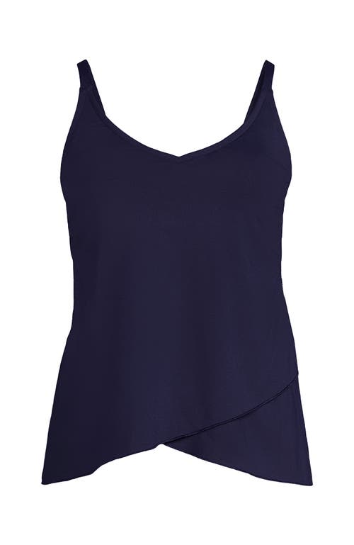 Lands' End Plus Size Dd-cup Chlorine Resistant V-neck Tulip Hem Tankini Swimsuit Top In Deep Sea Navy