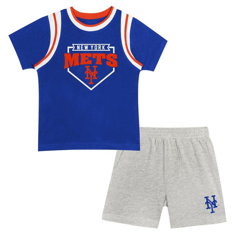 Outerstuff Kids' Preschool Fanatics Branded New York Mets Loaded Base T-shirt & Shorts Set In Multi