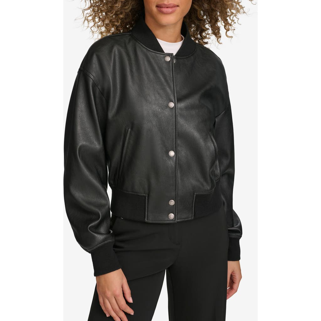 Levi's Women's Faux Leather Varsity Bomber Jacket In Black