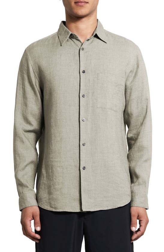 Theory Irving Linen Shirt In Fossil