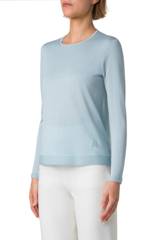 Akris Cashmere & Silk Fine Rib Sweater In Stone Blue