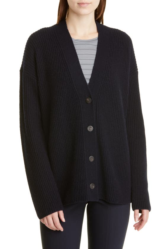 Vince Shaker Stitch V-neck Wool & Cashmere Cardigan In Coastal