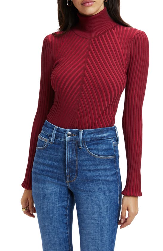 Good American Rib Turtleneck Bodysuit In Team Cardinal001