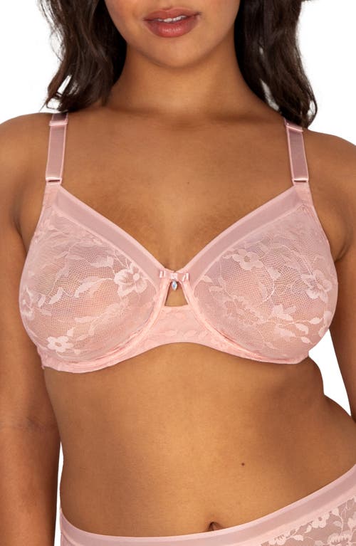 No-Show Lace Underwire Unlined Bra in Blushing Rose