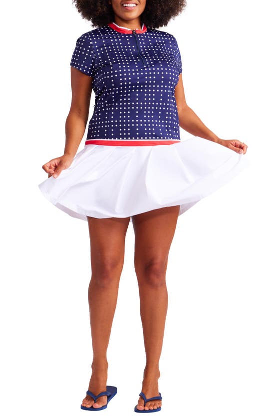 Shop Kinona Pleat To Compete Golf Dress In Domino Navy