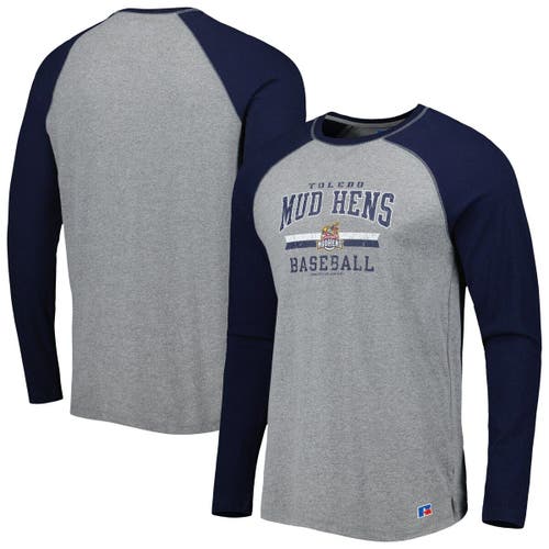BOXERCRAFT Men's Navy/Heathered Gray Toledo Mud Hens Long Sleeve Baseball T-Shirt