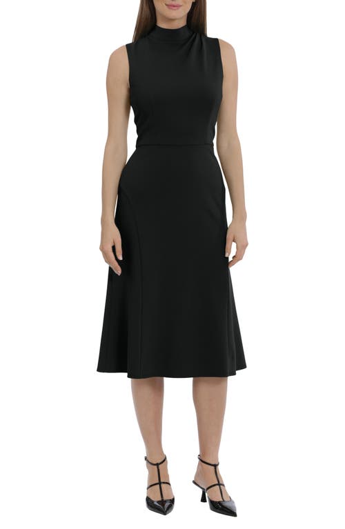 Maggy London Sleeveless Mock Neck Midi Dress Black at Nordstrom,