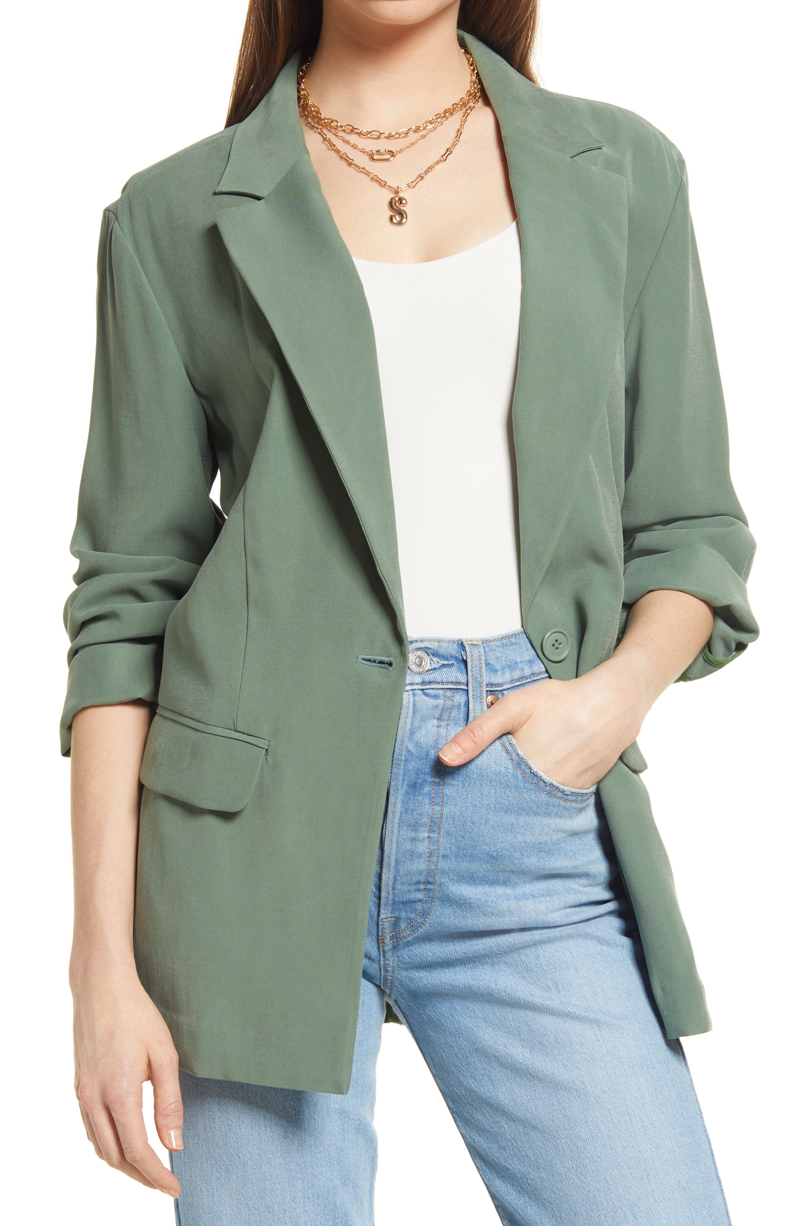 green dress jacket womens