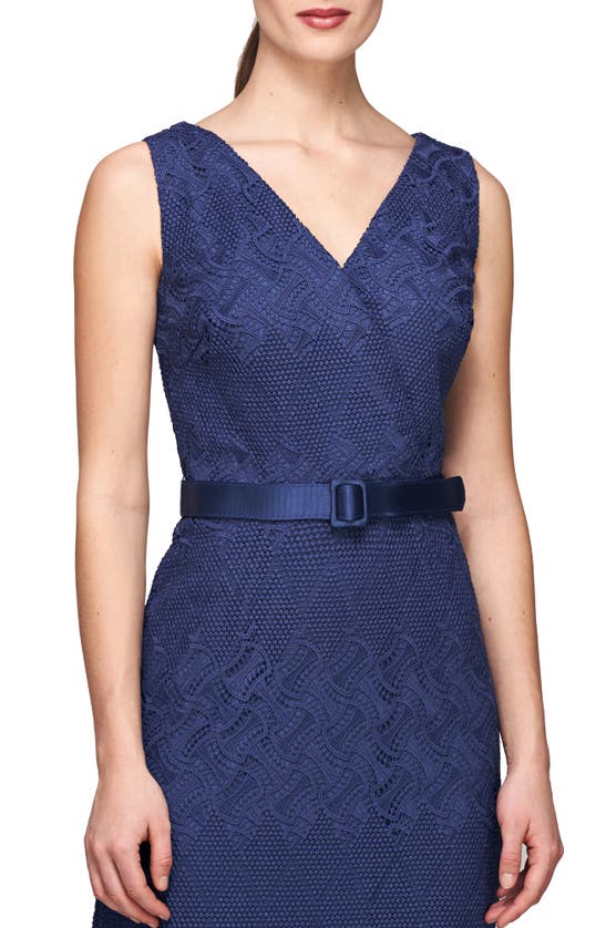 Shop Kay Unger Hendrix Sleeveless Lace Column Gown In Midnight