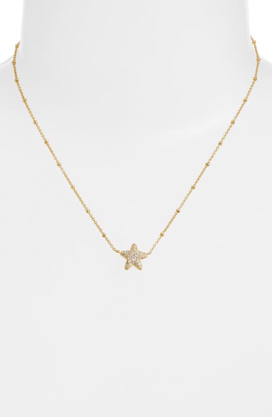 Kendra Scott Jae Pave Star Adjustable Pendant Necklace In 14k Gold Plated, 19 In Gold White Crystal