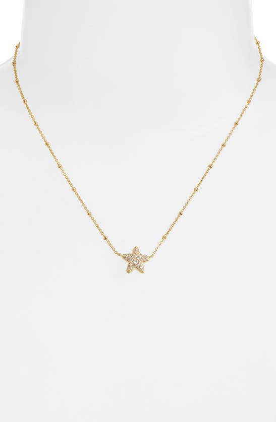 Shop Kendra Scott Jae Pavé Cubic Zirconia Starfish Pendant Necklace In Gold White Crystal