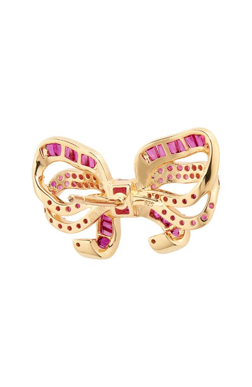 Shop Judith Leiber Couture Pavé Crystal Bow Stud Earrings In Red/gold