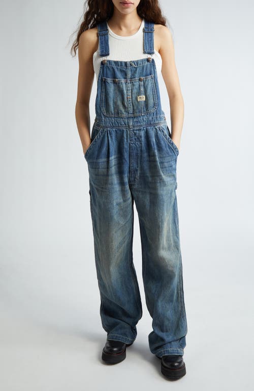 Damon Pleated Wide Leg Denim Overalls in Weber Linen Indigo