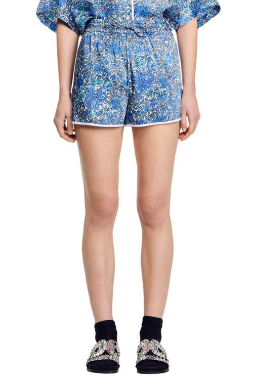 Sandro Anjo Floral Shorts In Blu/white