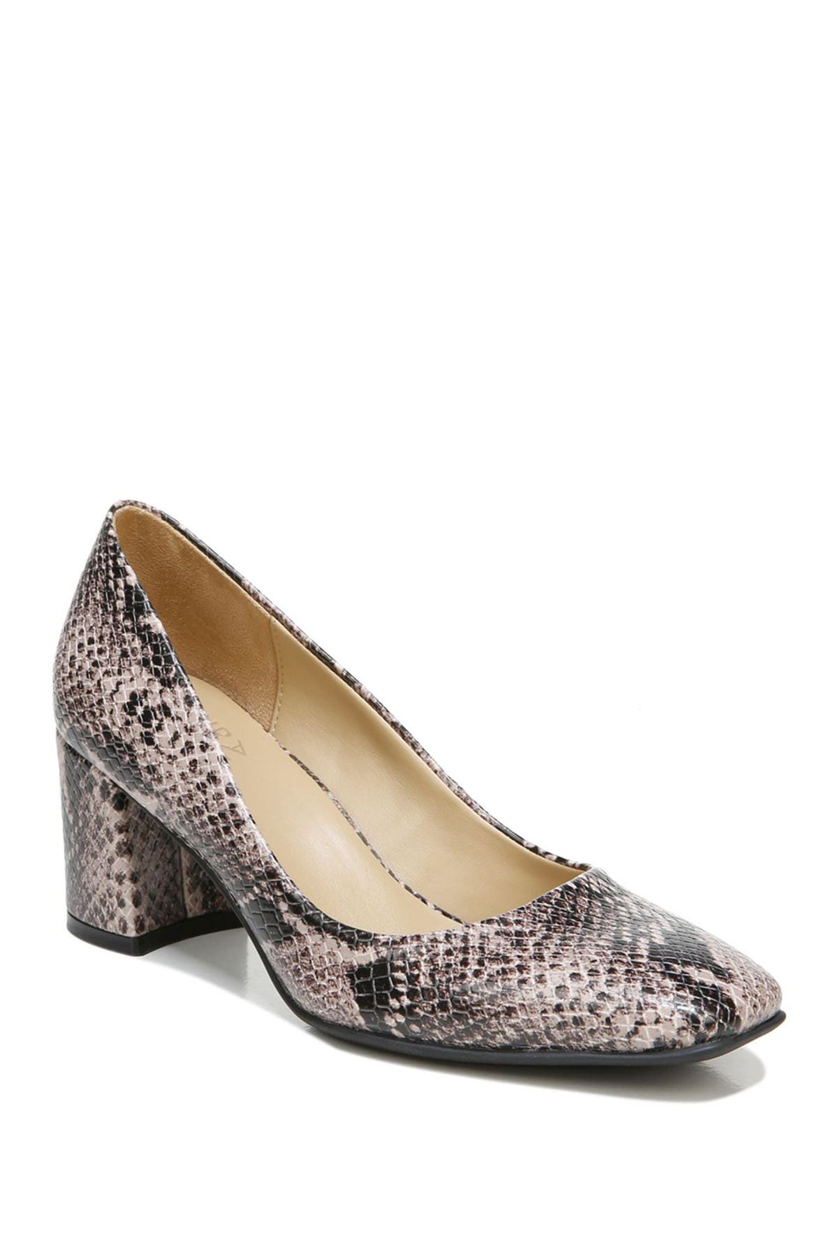 Naturalizer Warner Snake Skin Print Block Heel Pump In Dark Brown
