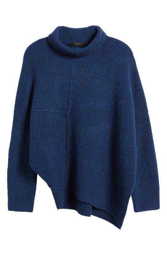 Allsaints Lock Mock Neck Sweater In Delphinium/ Black