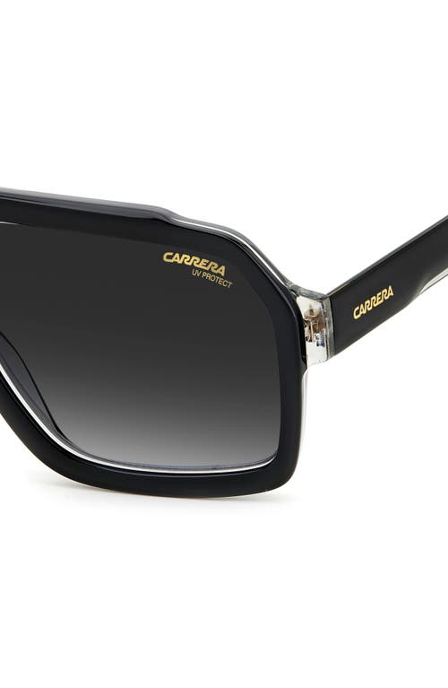 Carrera Eyewear 60mm Gradient Polarized Rectangular Sunglasses In Black Grey/grey