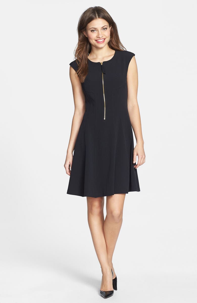 Maggy London Front Zip Crepe Fit & Flare Dress | Nordstrom
