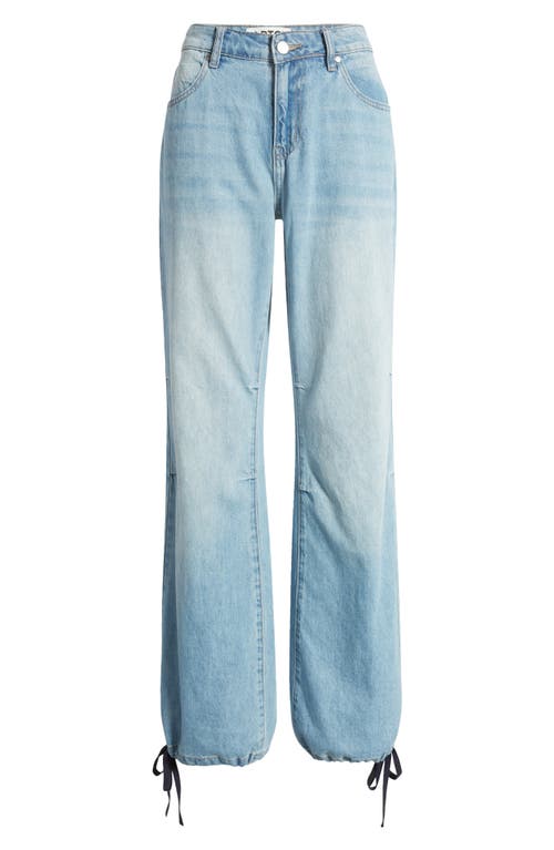 Shop Ptcl Drawstring Cuff Straight Leg Jeans In Indigo