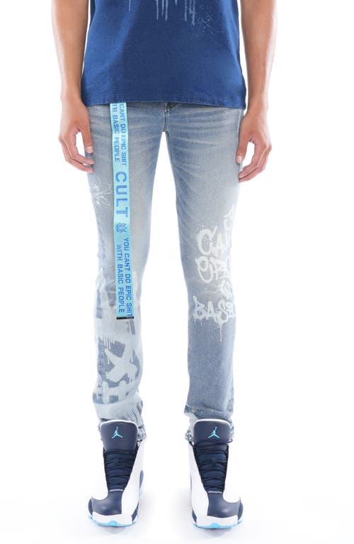 Cult of Individuality Punk Bleached Super Skinny Belted Jeans in Spray