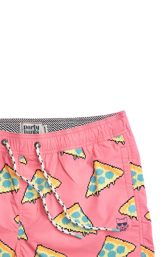 Party Pants Pixel Pizza Swim Trunks In Pink