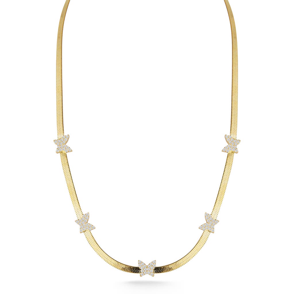 Chloe & Madison Chloe And Madison Cz Butterfly Choker Necklace In Gold