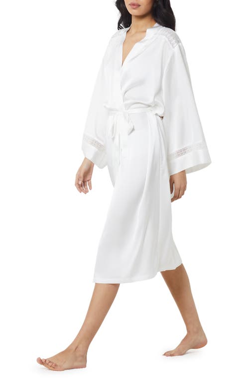 Shop Etam Gravure Deshabille Lace Trim Satin Robe In White