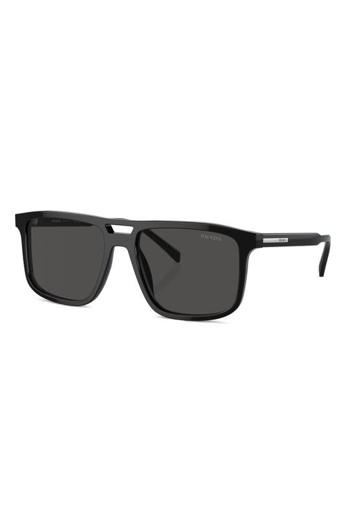 Shop Prada 58mm Rectangular Sunglasses In Black/grey