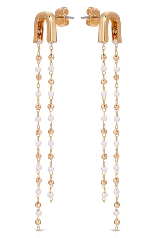 Ettika Imitation Pearl Linear Drop Earrings In Gold