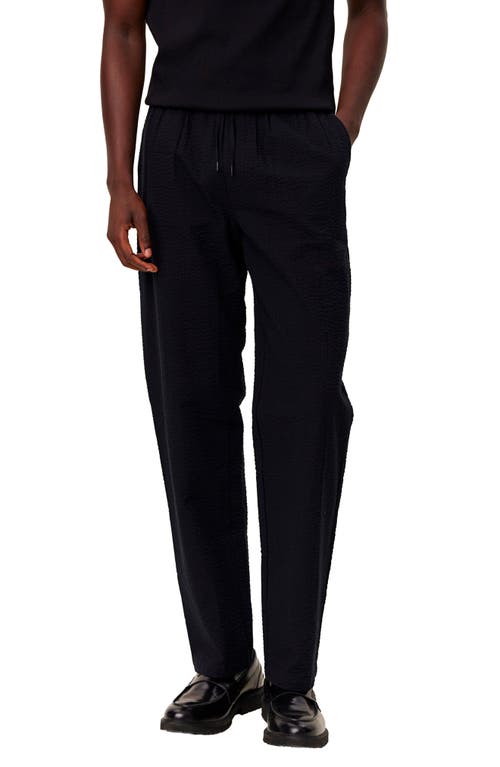 Patrick 2.0 Cotton Seersucker Drawstring Pants in Black