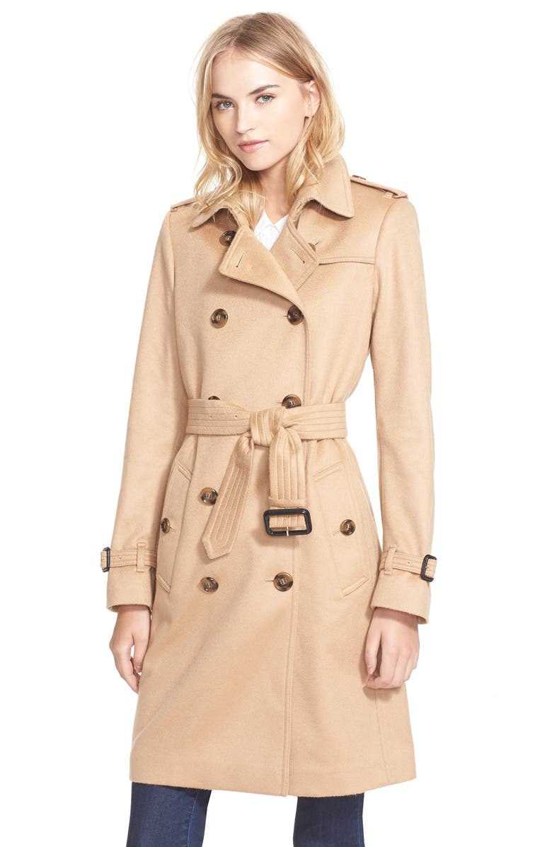 Burberry London 'Kensington' Double Breasted Cashmere Trench Coat ...