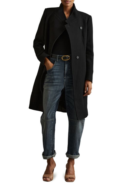 Shop Reiss Maude Double Breasted Wool Blend Coat In Black