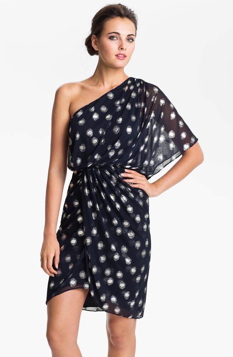 Adrianna Papell One Shoulder Metallic Pattern Blouson Dress Nordstrom