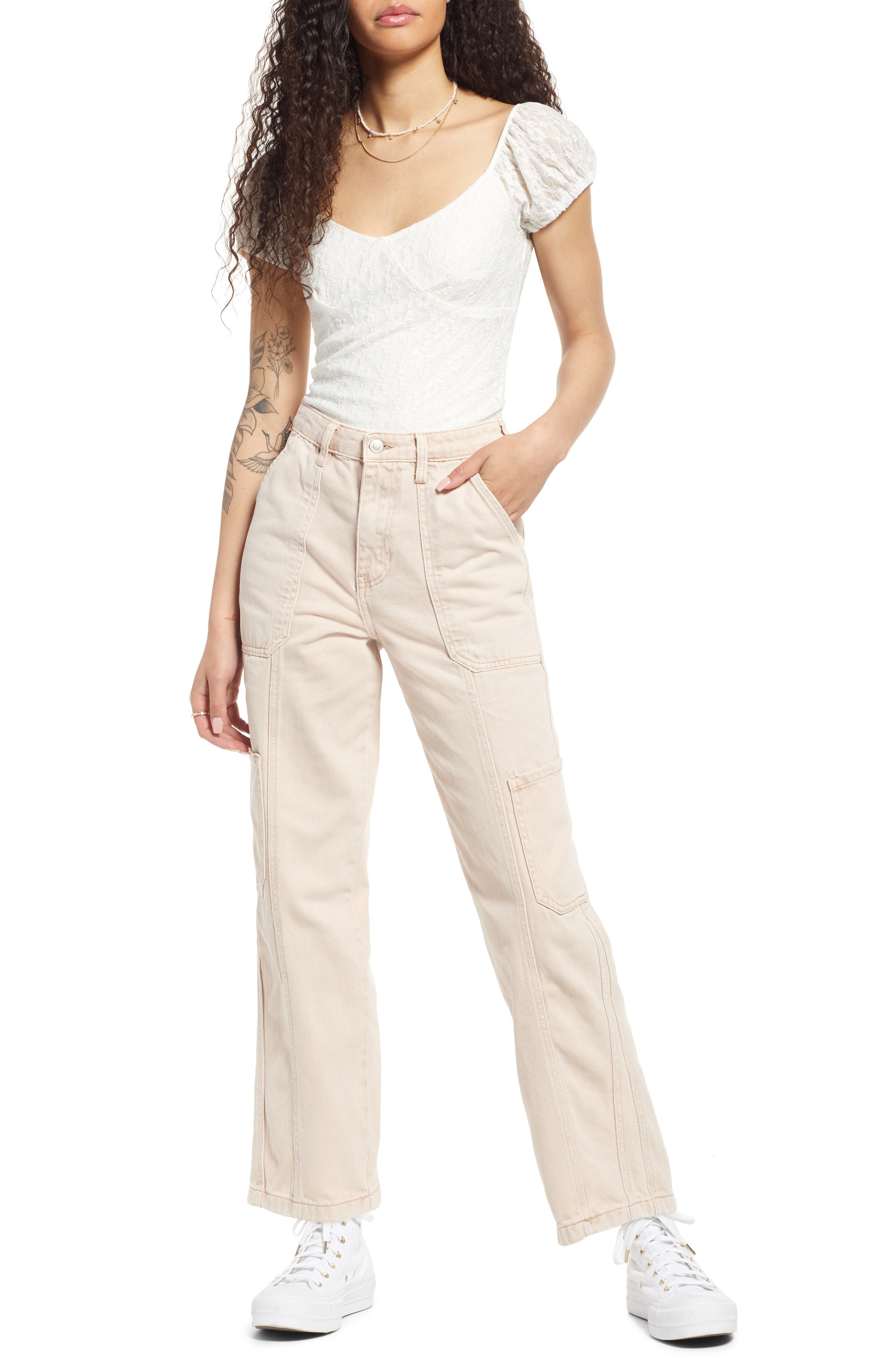 BP. High Waist Straight Leg Cargo Jeans 