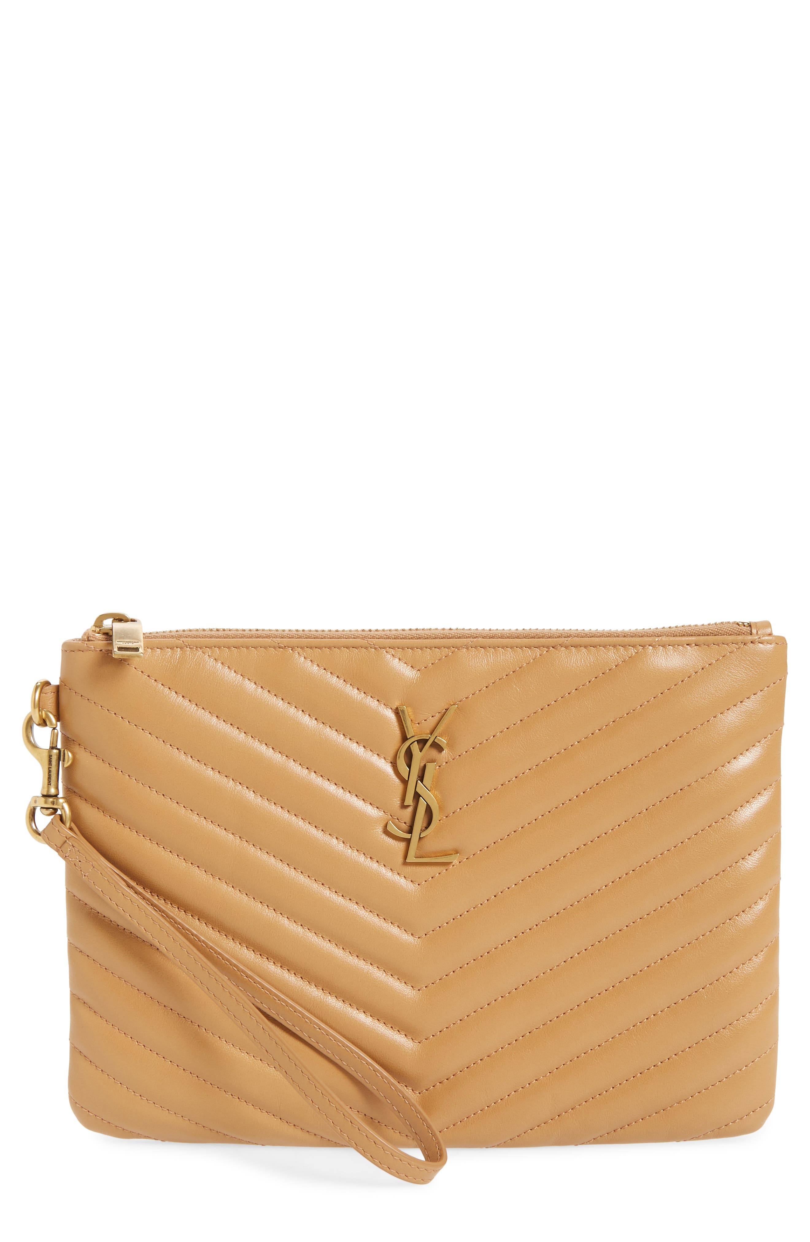 saint laurent medium monogram matelassé leather wristlet