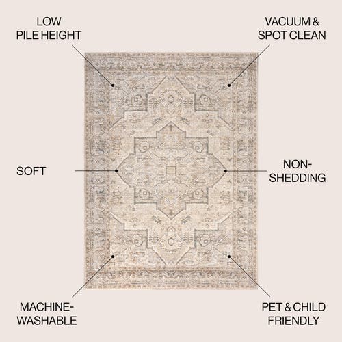 Jonathan Y Koda Vintage Native American Medallion Machine-washable Area Rug In Cream/brown
