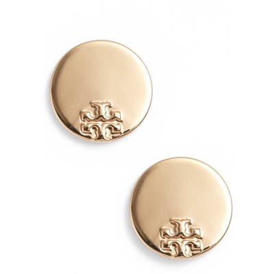 Tory Burch Serif Stripe Disc Stud Earrings