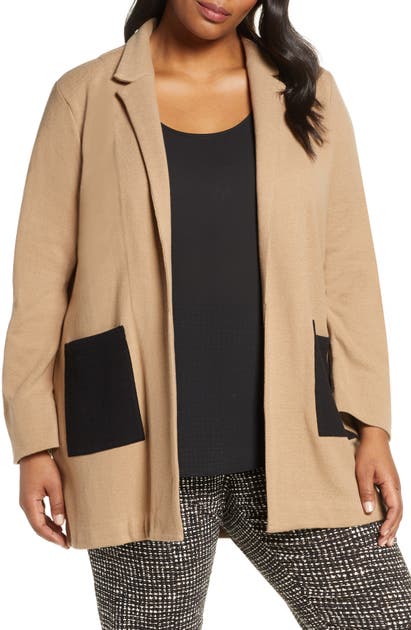 Click to view more detailed imagery on our partner's website Nic And Zoe Plus Nic+Zoe Plus Patch-Pocket Open Jacket In Copper Mix
