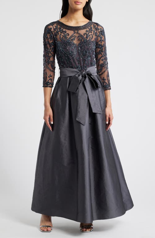 Pisarro Nights Beaded Illusion Neck Taffeta Cocktail Dress In Slate | ModeSens Pisarro Nights Beaded Illusion Neck Taffeta Cocktail Dress In Slate | ModeSens