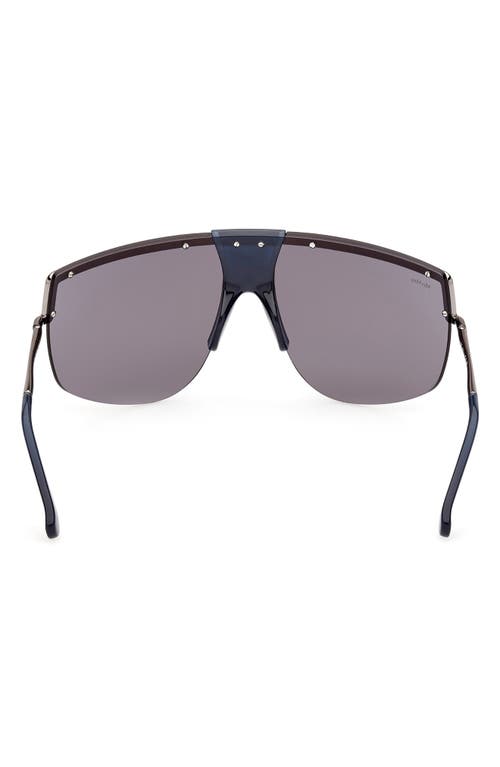 Shop Max Mara 70mm Shield Sunglasses In Shiny Blue/blue Mirror