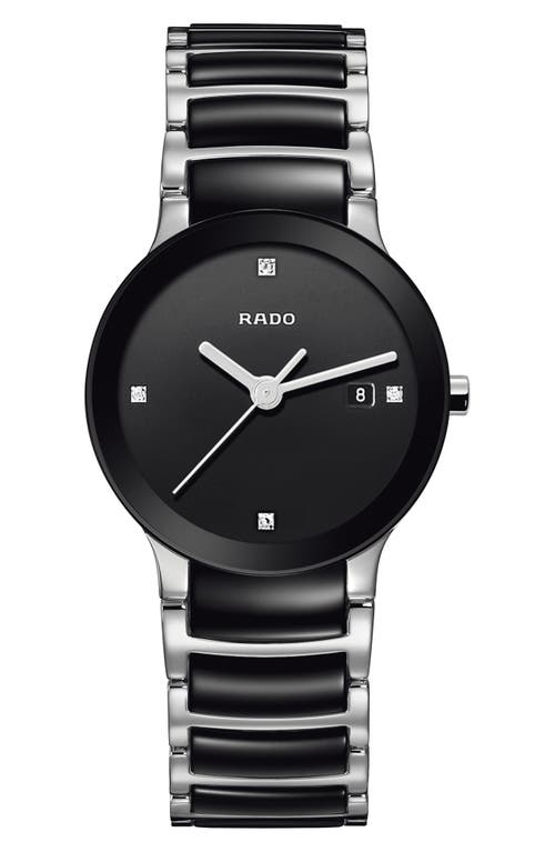 Shop Rado Centrix Diamond Bracelet Watch, 28mm In Silver/black