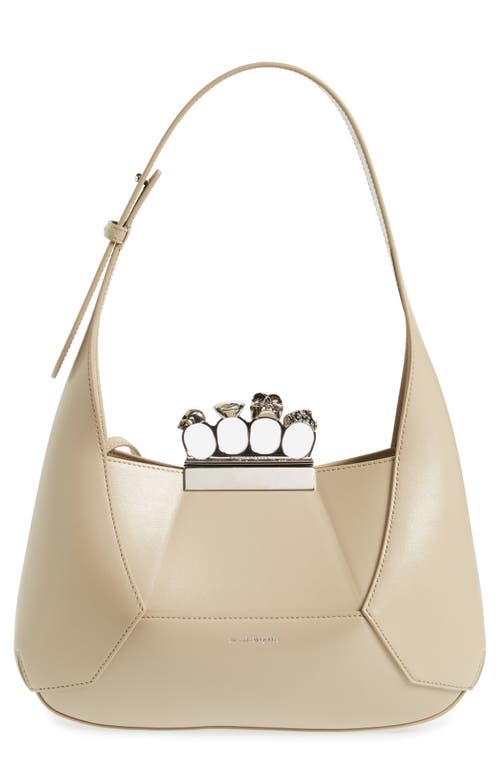 Jewelled Leather Hobo in Camel