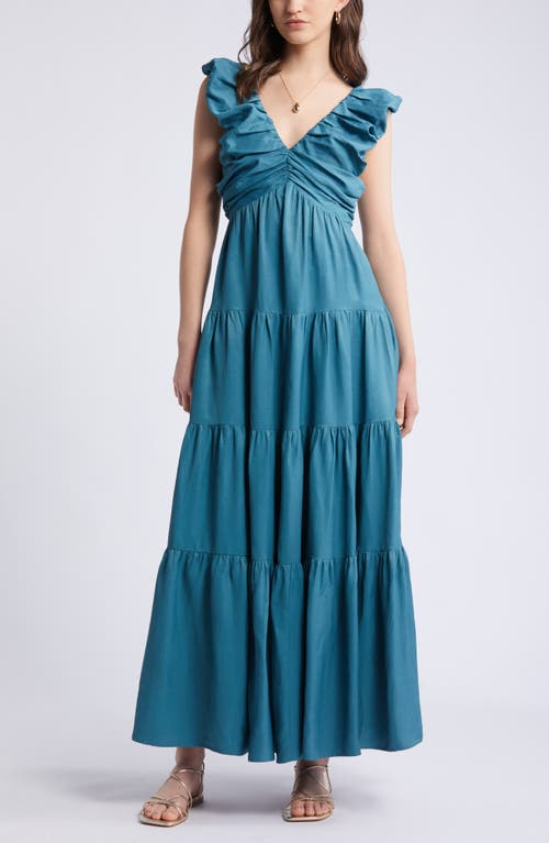 Ruffle Tiered Sundress in Teal Hydro