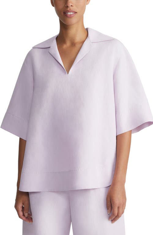 Lafayette 148 New York Johnny Collar Silk & Linen Popover Blouse Dried Blossom at Nordstrom,
