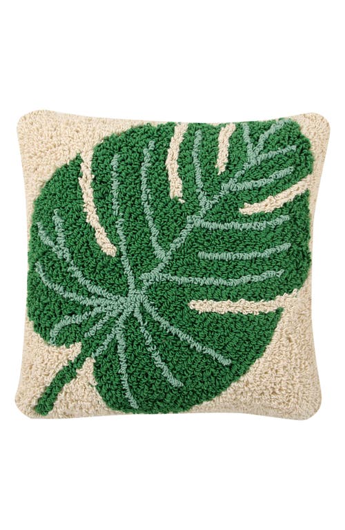 Lorena Canals Monstera Leaf Accent Pillow in Natural/Monstera Green