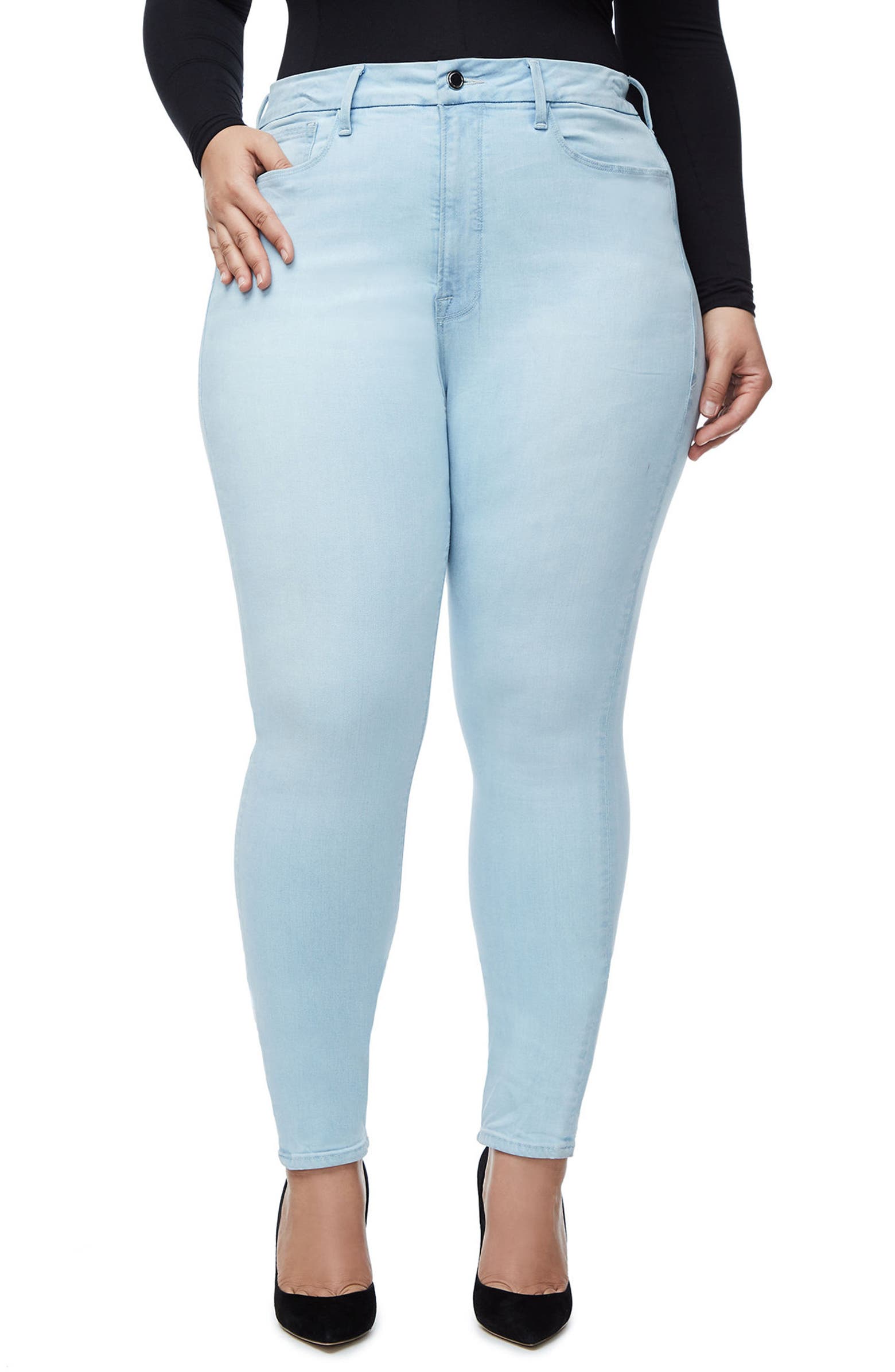 Good American Good Waist High Waist Skinny Jeans (Blue 228) (Regular ...