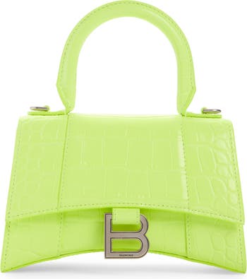Hourglass Xs Leather Handbag in Lime